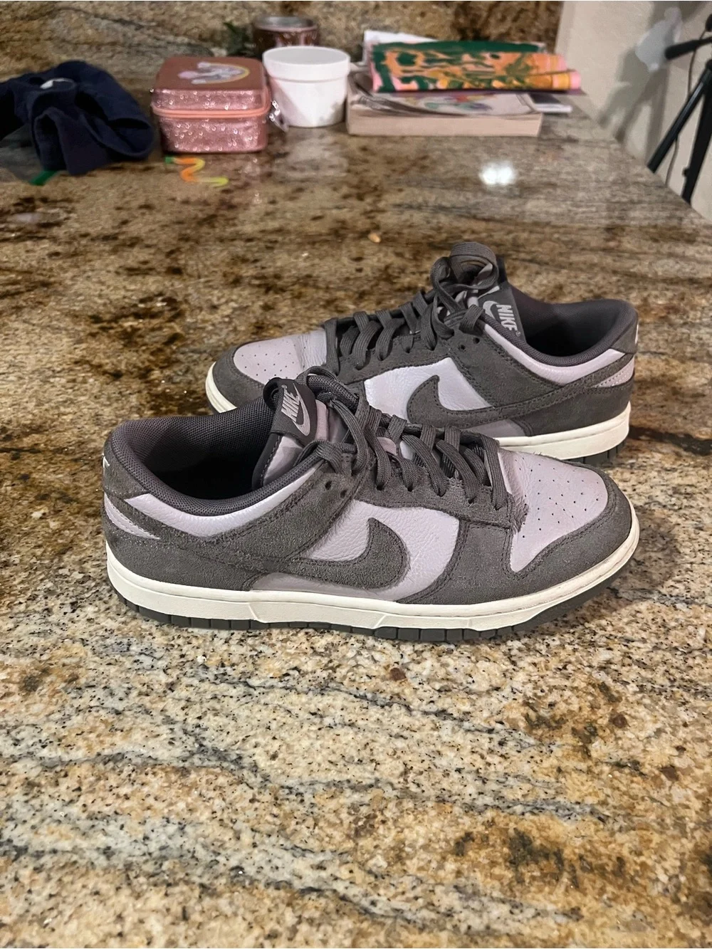 Nike Men’s Low-Top Sneakers — Gray and Light Purple Accent